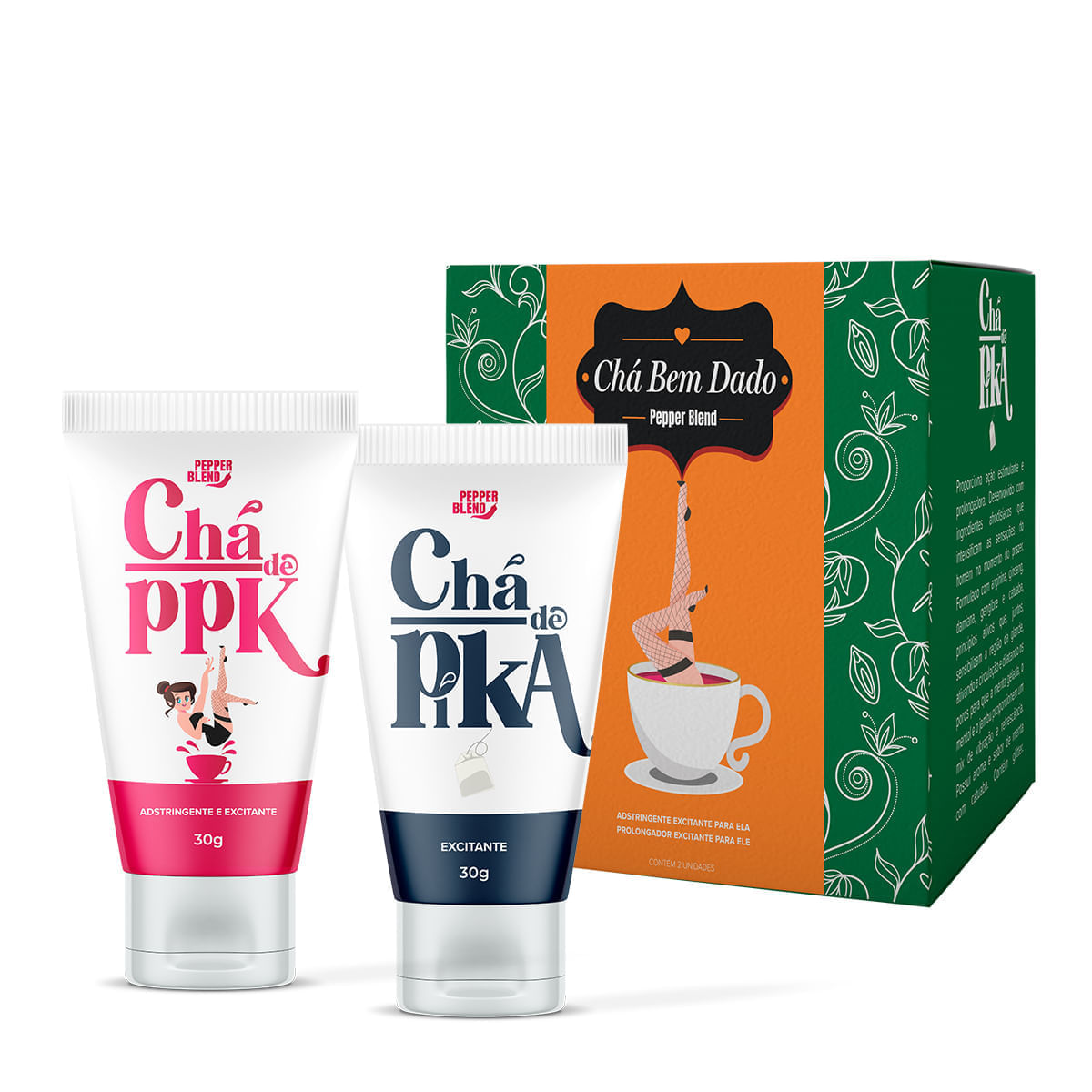 Kit Cha de PPK Bem Dado Gel Excitante Pepper Blend Kit Cha de PPK Bem Dado Gel Excitante Pepper Blend