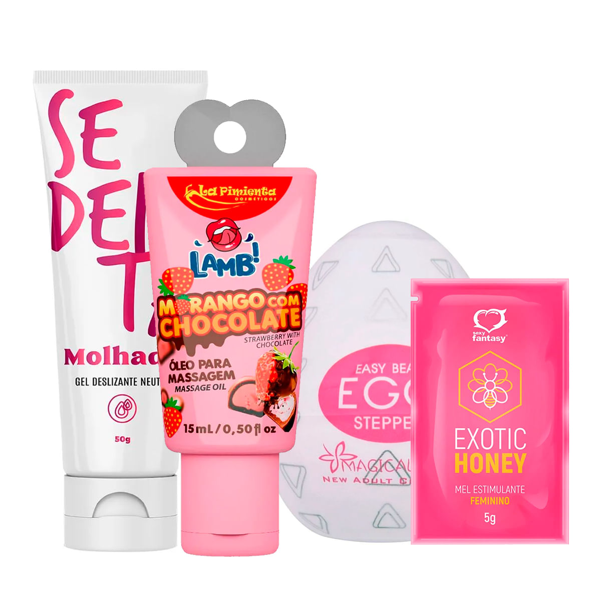 Kit com Exotic Honey Egg Stepper Lamb Óleo e Sedenta Molhada
