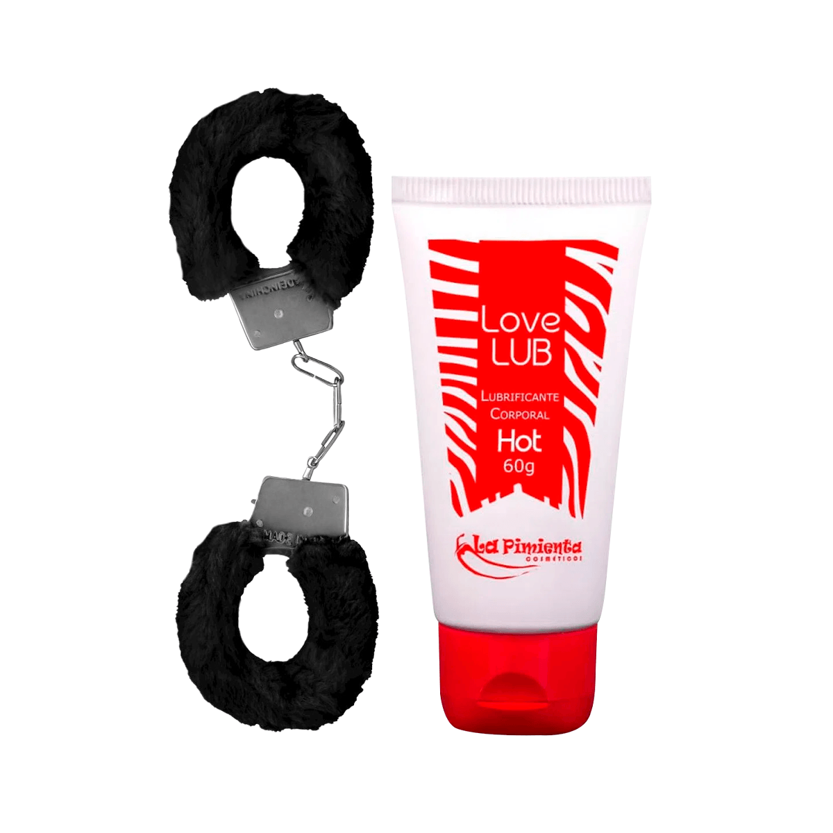 Duplinha com Love Lub Hot e Algema de Pelúcia