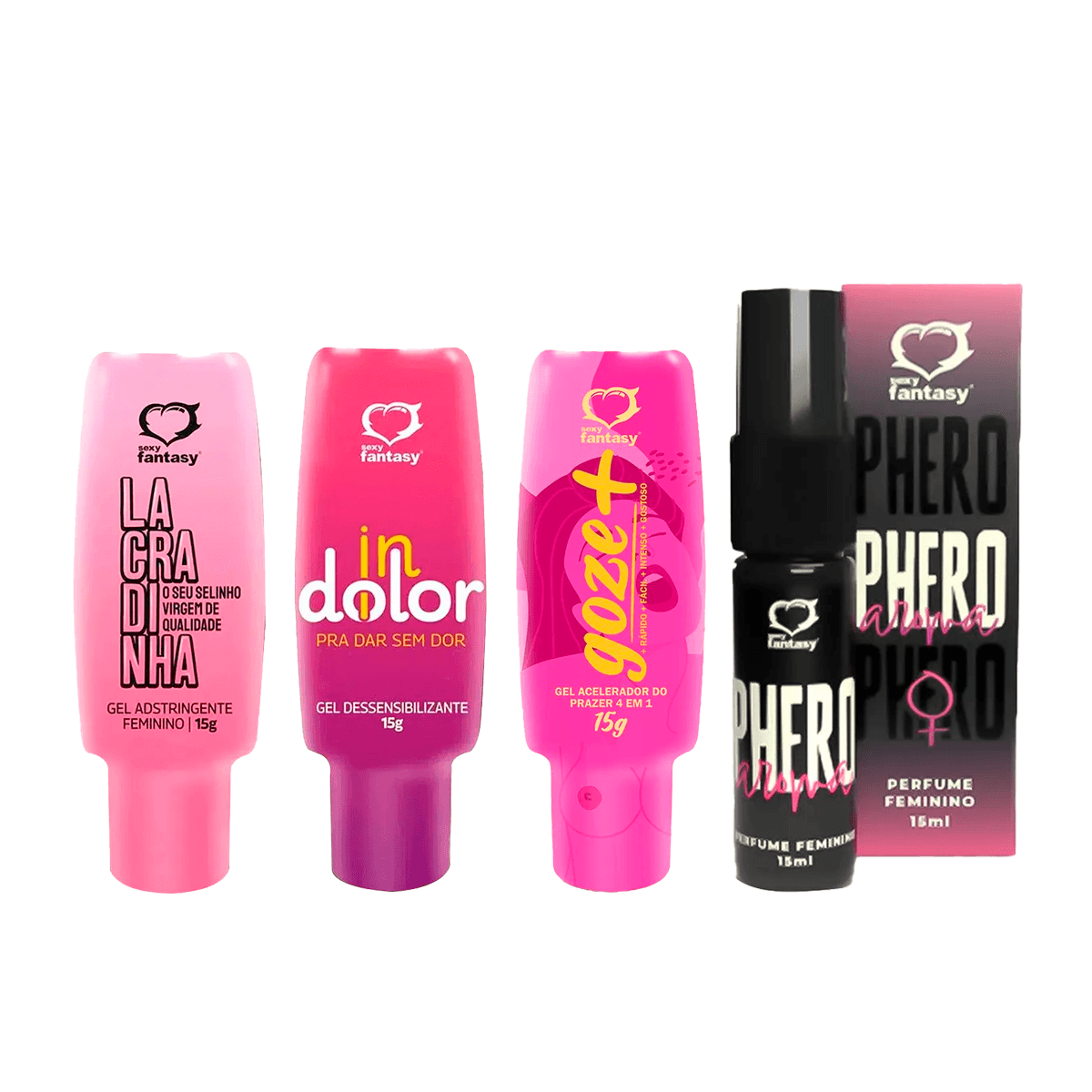 Kit com Goze+ Perfume Phero Feminino InDolor e Lacradinha