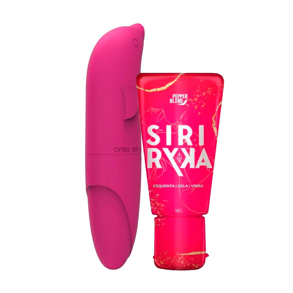 Duplinha com Vibrador Ponto G Golfinho e Siri Ryka Gel Comestível