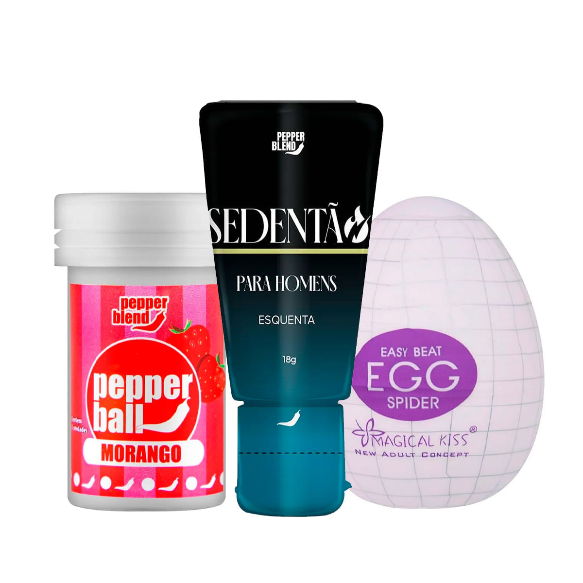 Kit com Egg Spider Masturbador Pepper Ball Bolinha Explosiva e Sedentão Excitante
