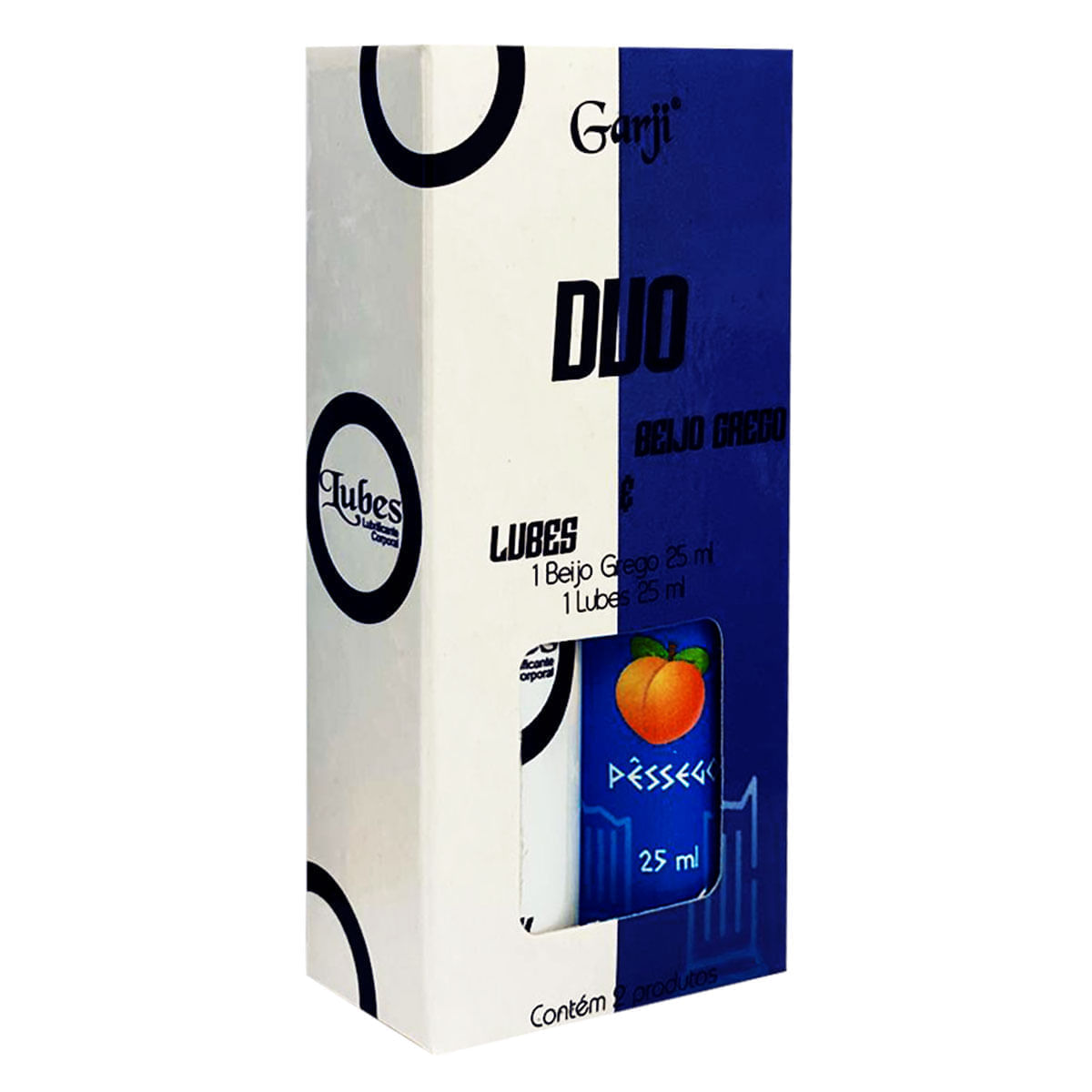 Duo Lubes e Beijo Grego Gel Lubrificante Neutro e Óleo Lubrificante Beijável Pêssego 25ml Garji