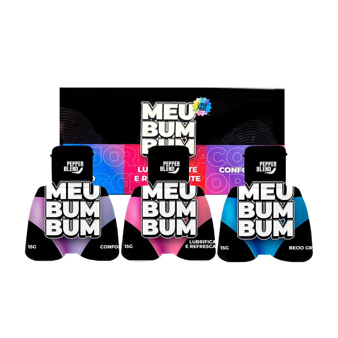 Meu Bum Bum Kit com Beijo Grego, Conforto e Lubrificante Para Sexo Anal Pepper Blend