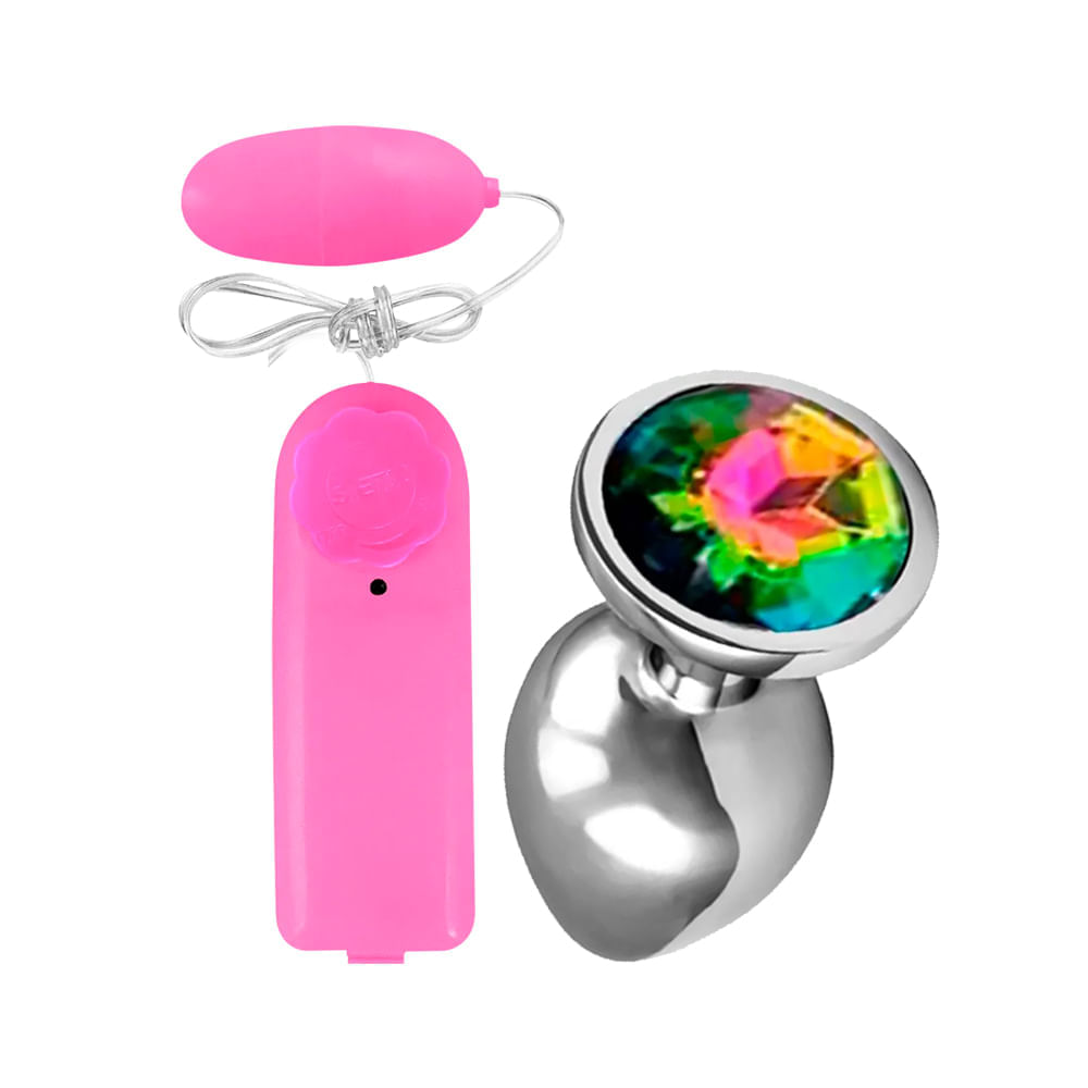 Duplinha com Plug Anal M Redondo e Vibro Ó Bullet Cápsula Vibratória