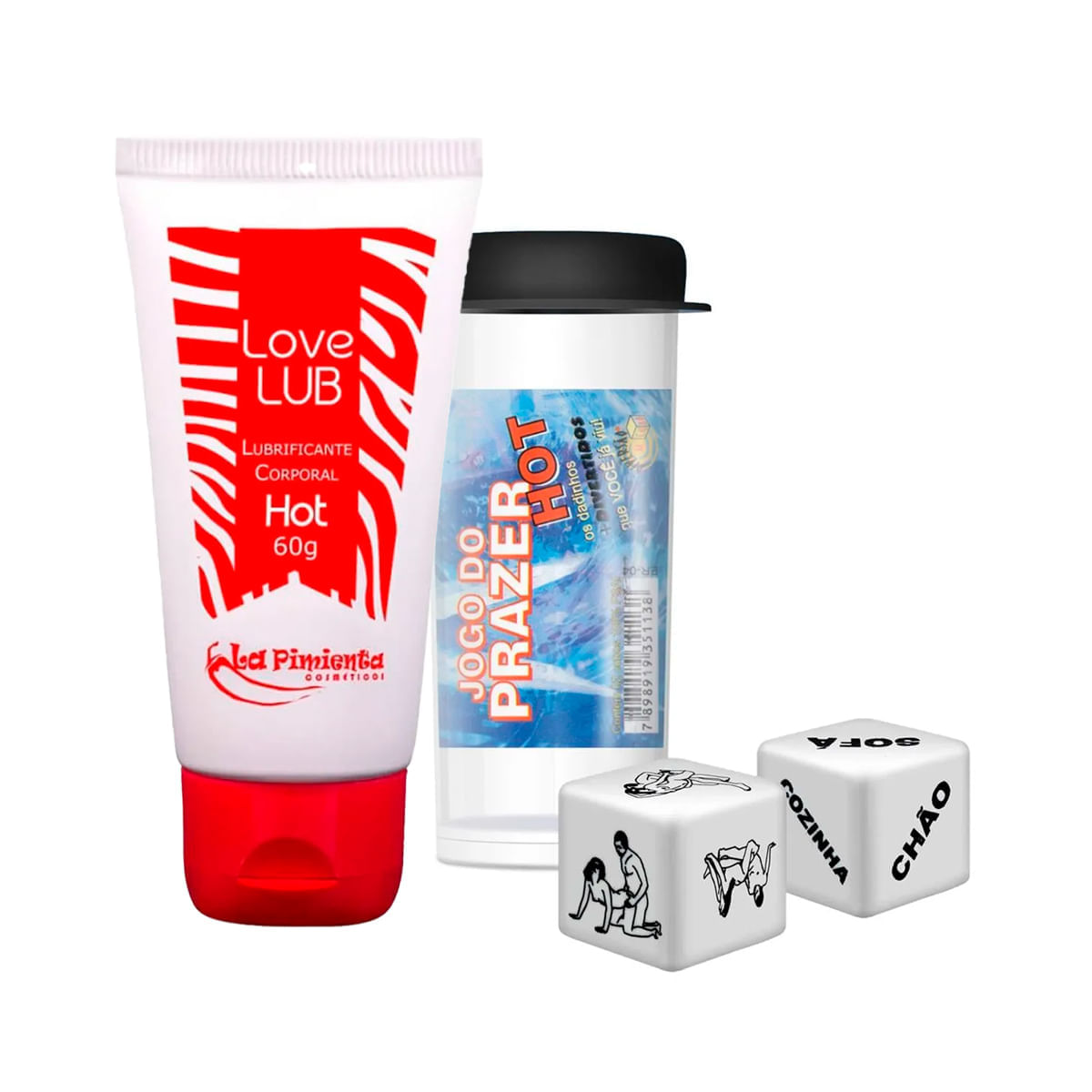Duplinha com Dados Eróticos Jogo do Prazer e Love Lub Hot Lubrificante