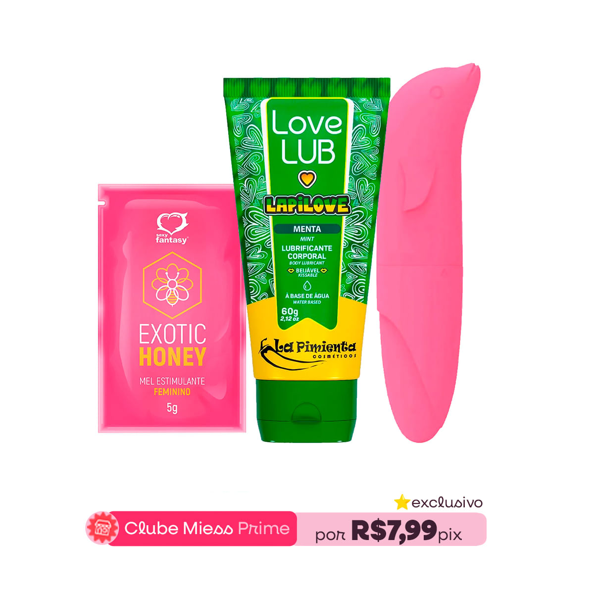 Kit com Love Lub LapiLove Lubrificante Exotic Honey Estimulante e MyVibro Vibrador Ponto G