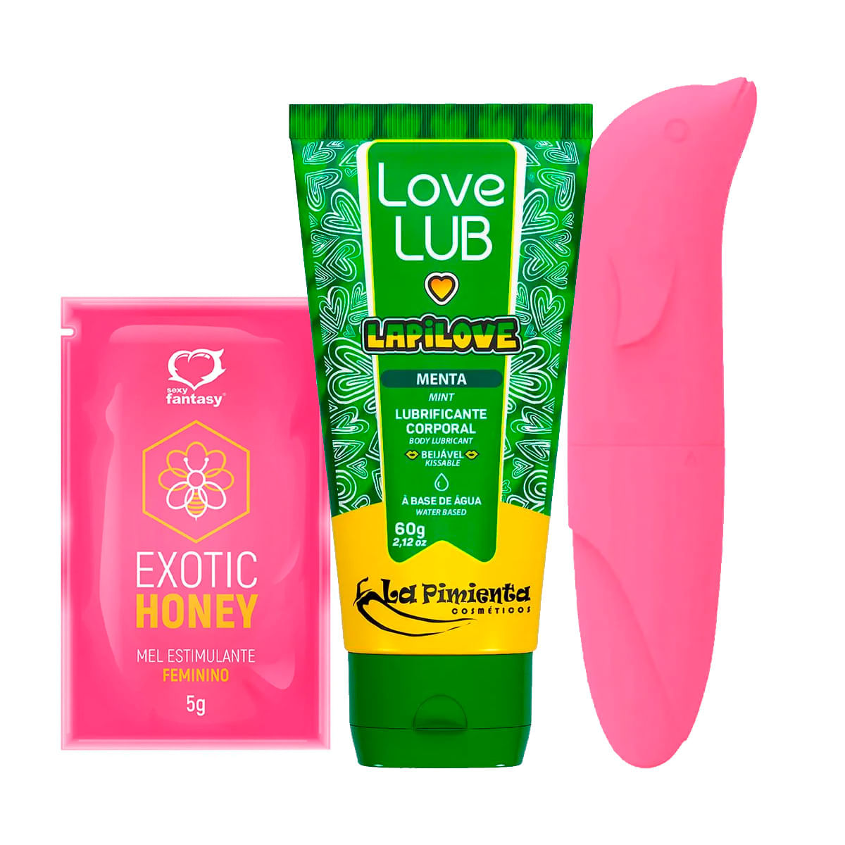 Kit com Love Lub LapiLove Lubrificante Exotic Honey Estimulante e MyVibro Vibrador Ponto G