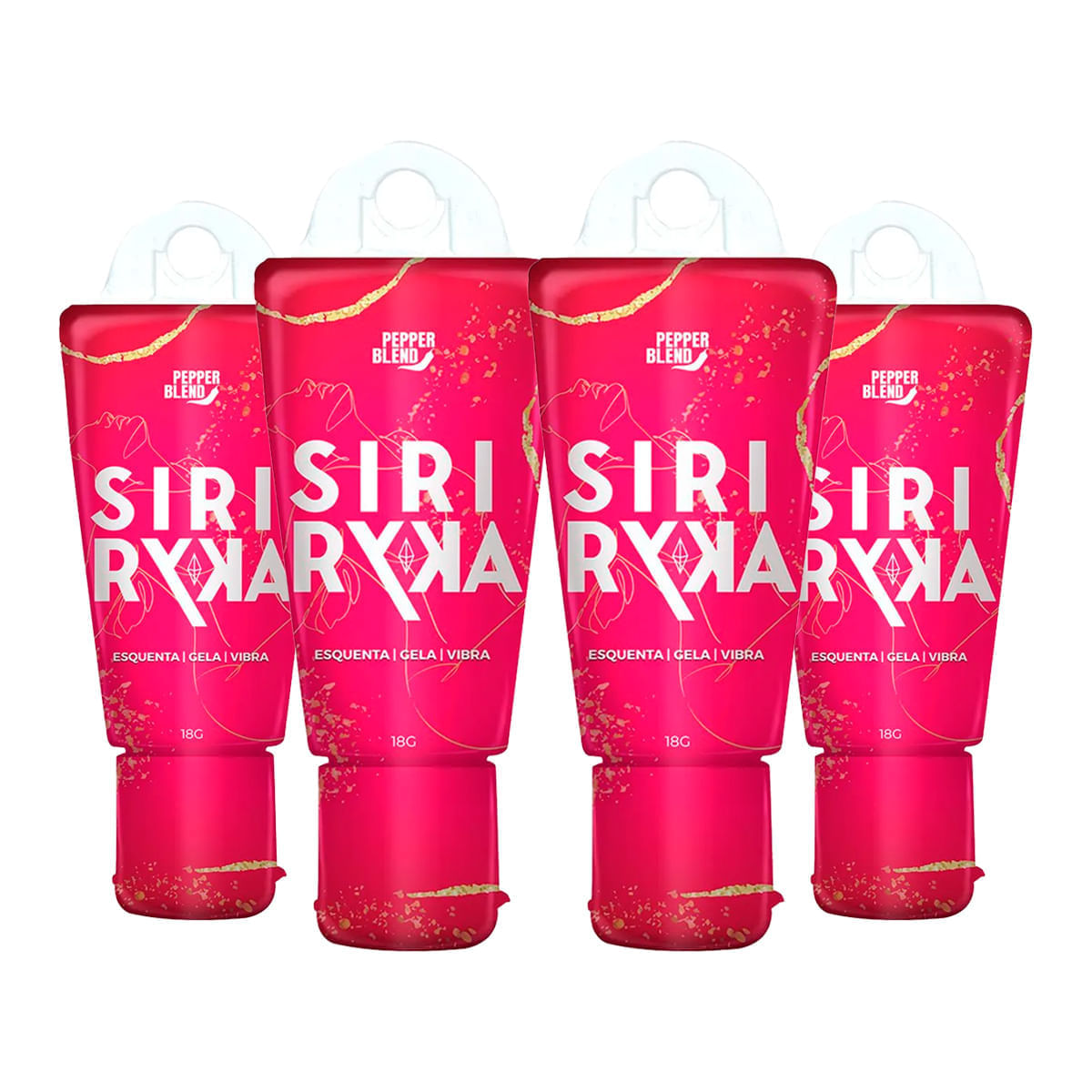 Kit com 4 Siri Ryka Gel Comestível Esquenta, Gela e Vibra