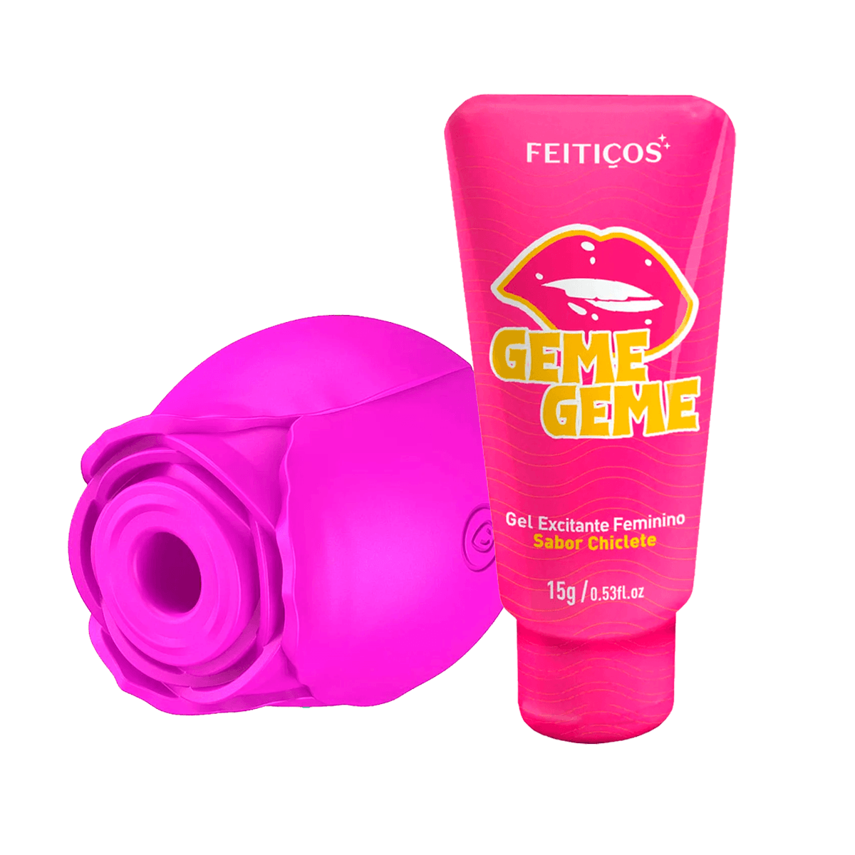 Duplinha com Rosa Estimuladora de Clitóris e Geme Geme Excitante Esquenta Esfria e Vibra