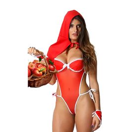 Fantasia Chapeuzinho Vermelho com Body em Tule e Capuz