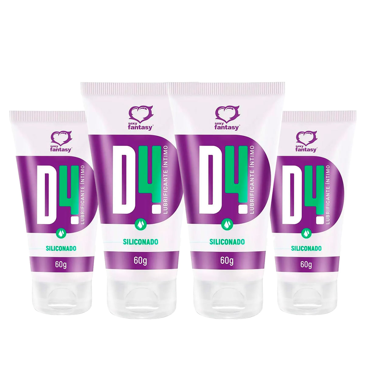 Kit com 4 D4 Lubrificante Íntimo Siliconado