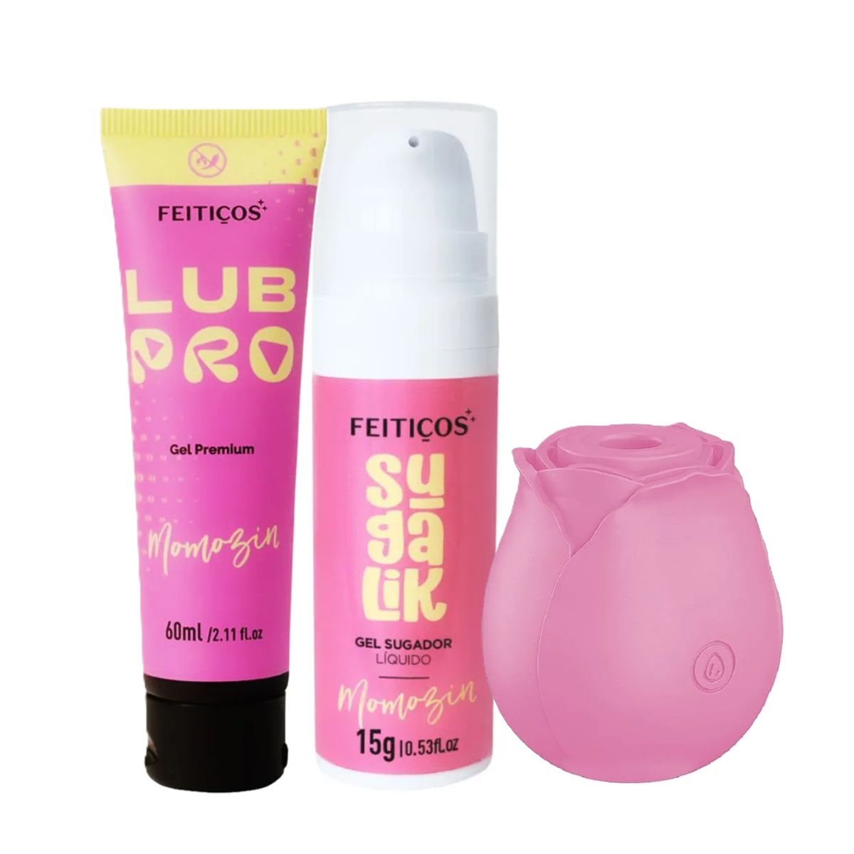 Kit com Sugalik Momozin LubPro Momozin Rosa Estimuladora