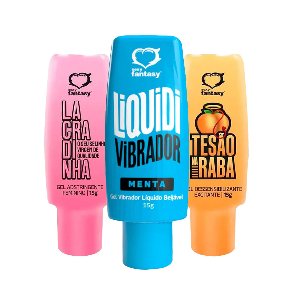 Kit com Lacradinha Gel Adstringente Vibrador Líquido Liquidi e Tesão na Raba