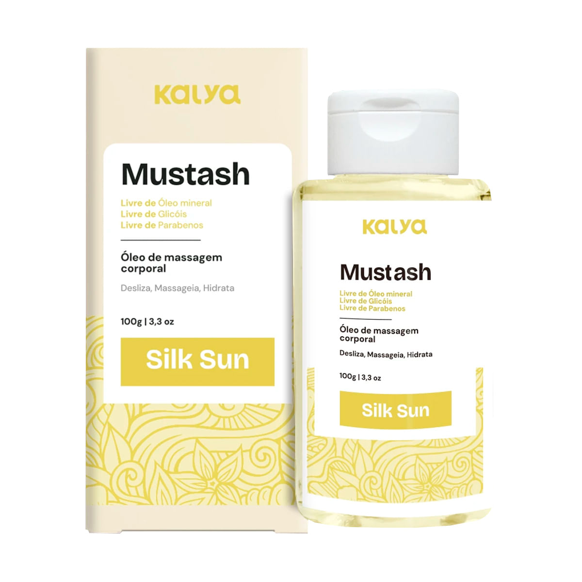 Mustash Silk Sun Óleo para Massagem com Calor 100ml Kalya Mustash Silk Sun Óleo para Massagem com Calor 100ml Kalya