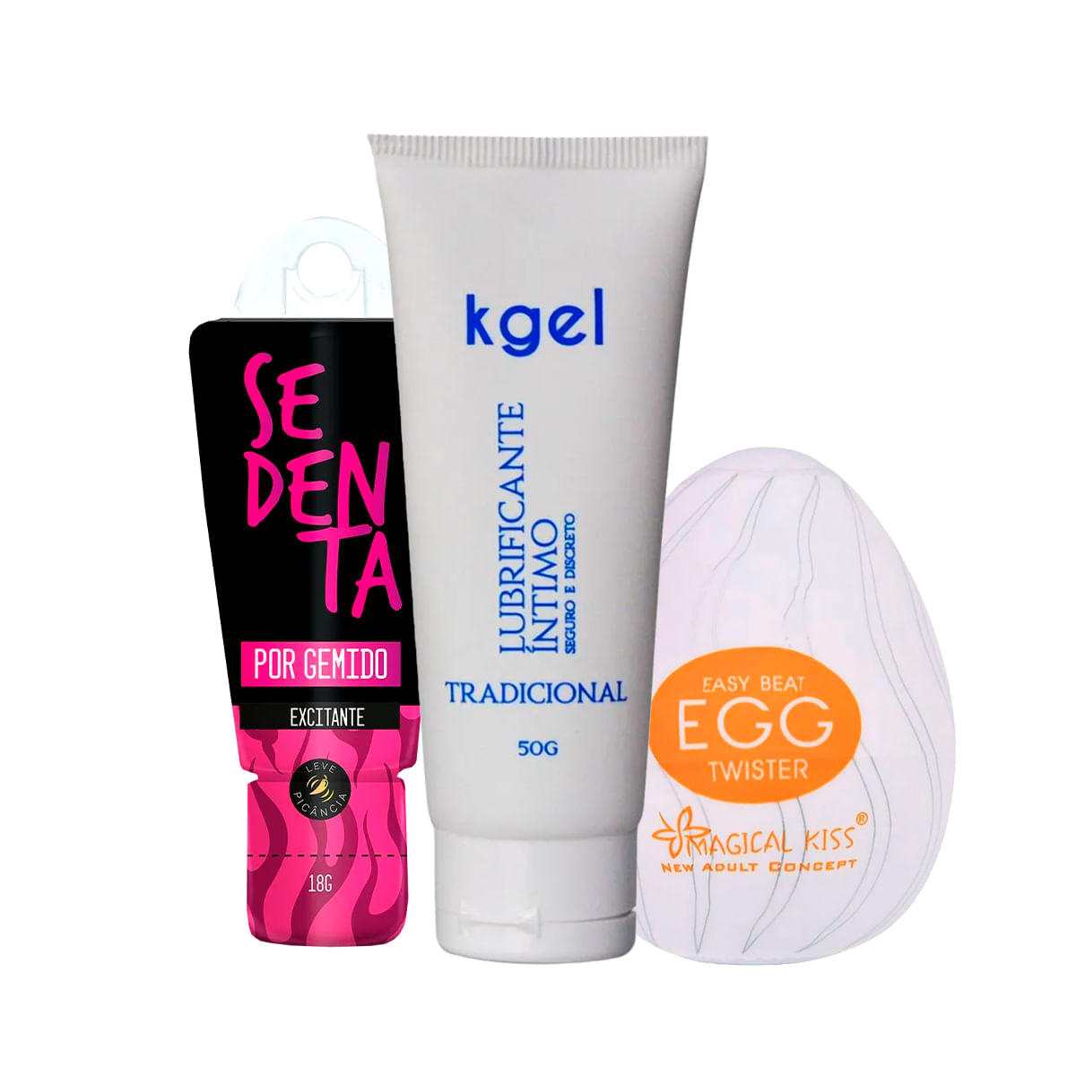 Kit com KGEL Lubrificante Íntimo Sedenta por Gemido e Egg Twister