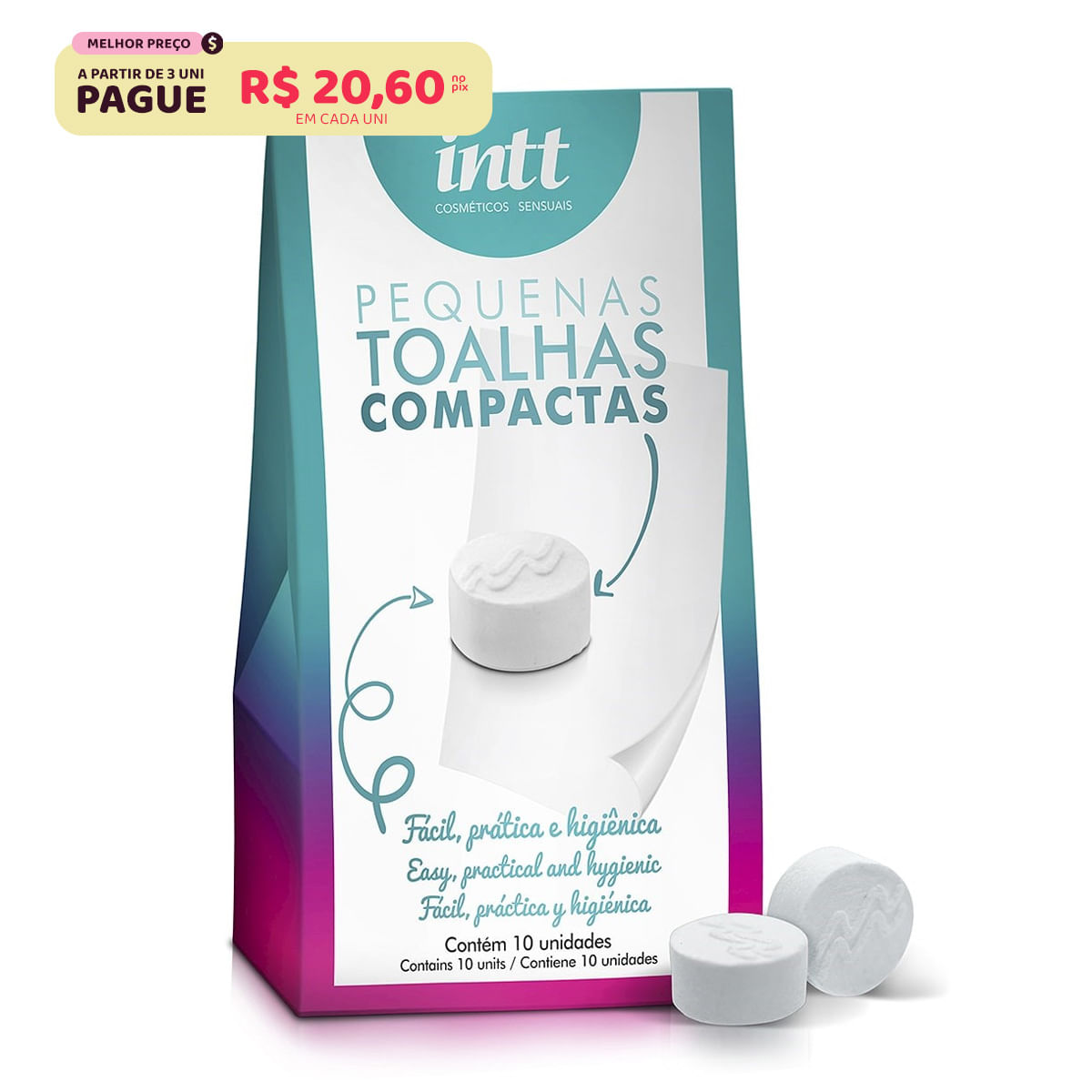 Toalhas Compactas com 10 unidades Intt