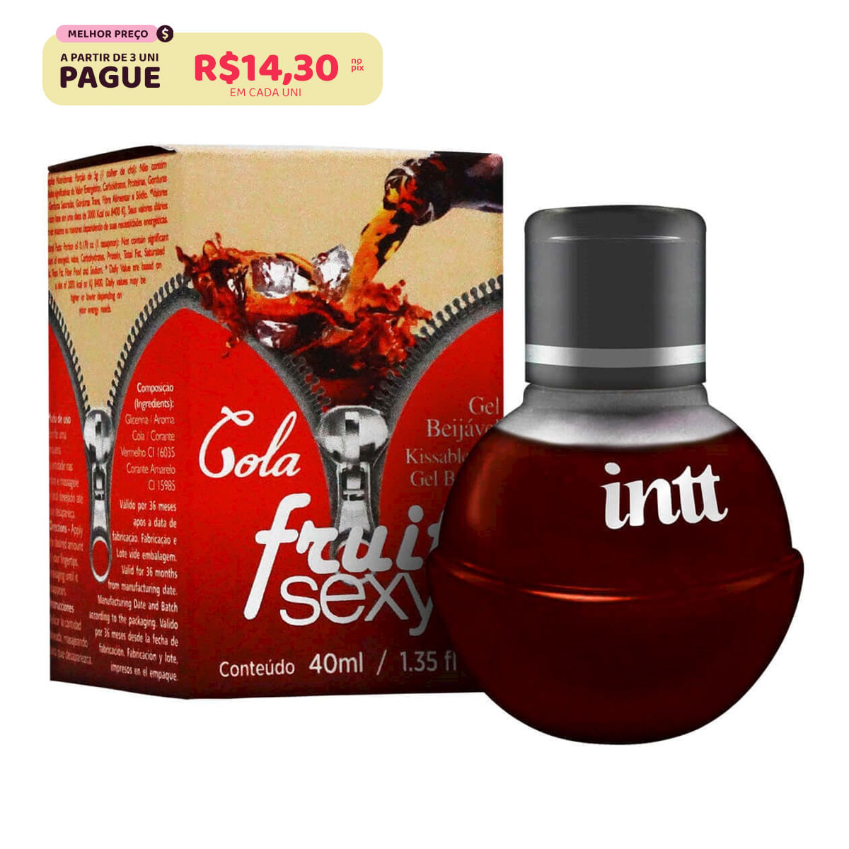 Fruit Sexy Gel Beijável Sabor Cola 40ml Intt