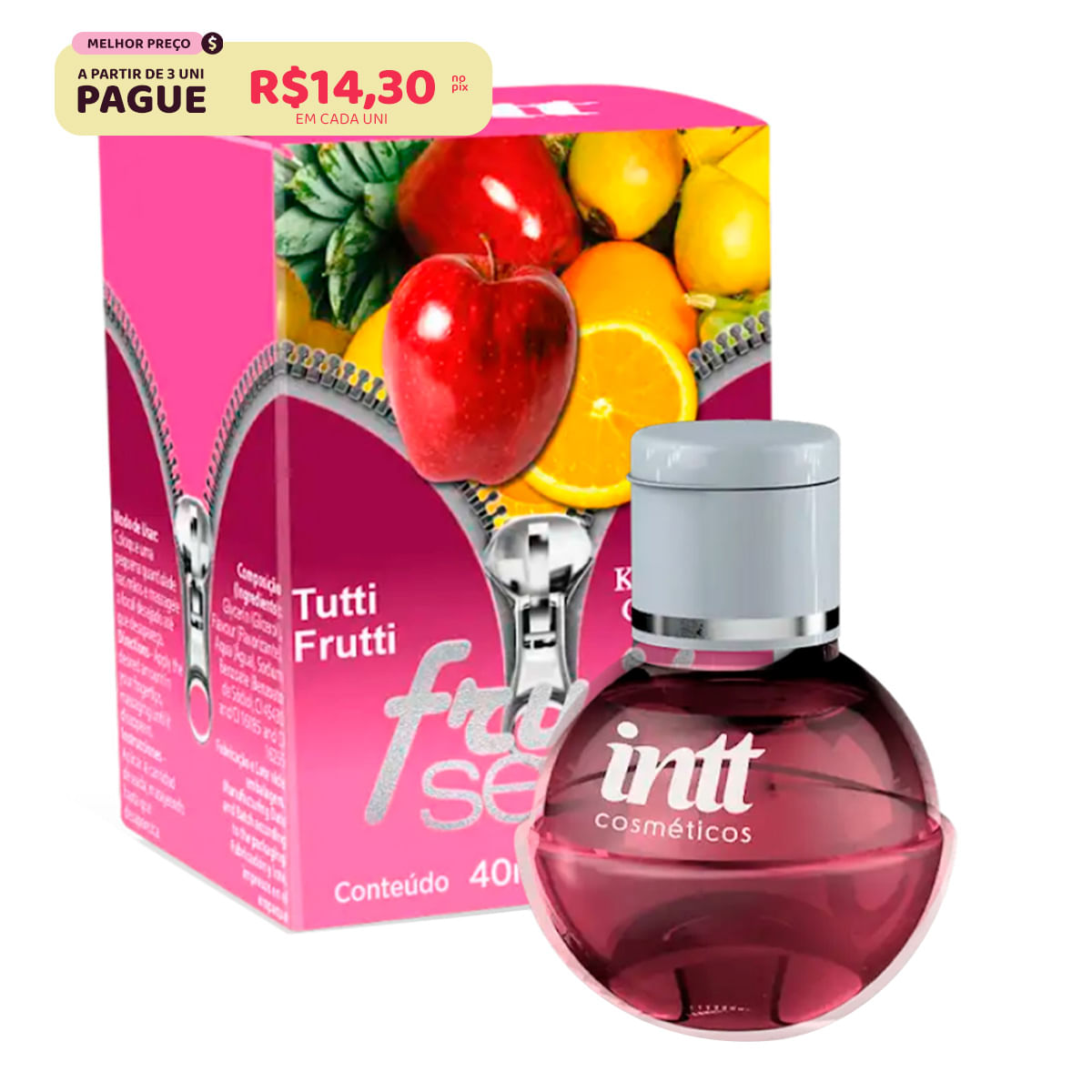 Fruit Sexy Gel Beijável Sabor Tutty Frutty 40ml Intt