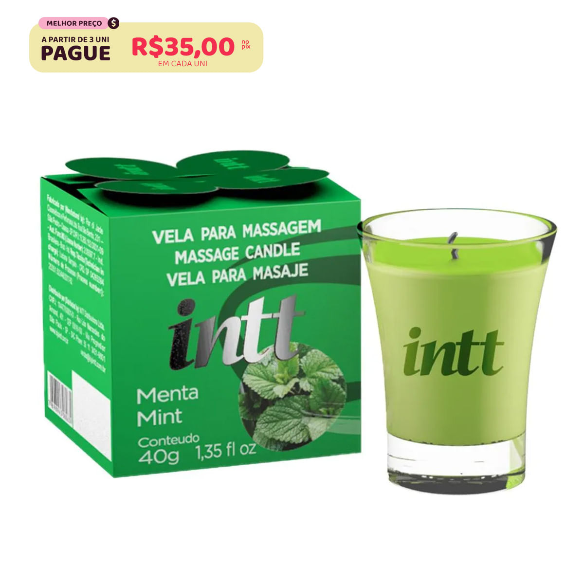 Vela para Massagem Beijável Menta 40g Intt