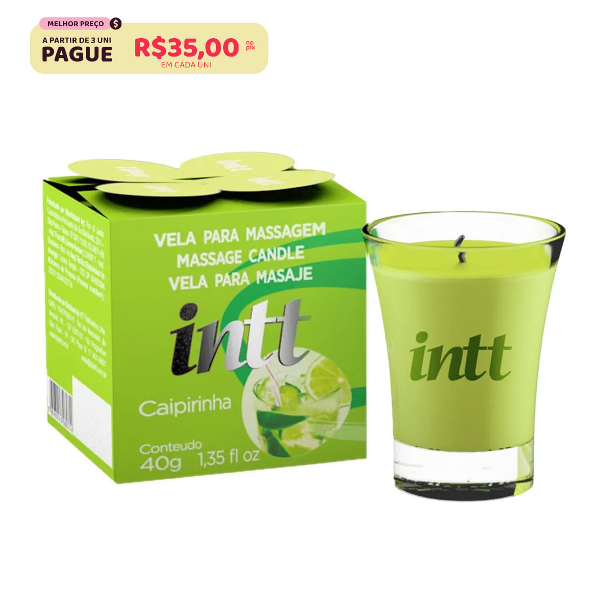 Vela para Massagem Beijável Caipirinha 30g Intt
