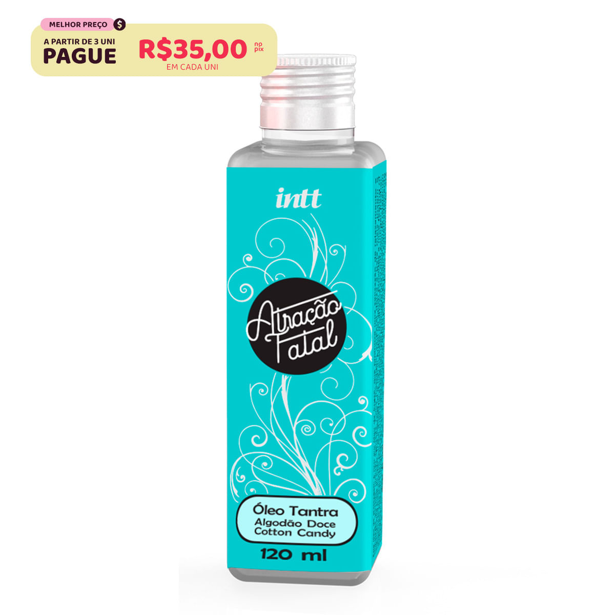 Atração Fatal Óleo para Massagem Tantra Aroma Algodão Doce 120ml Intt