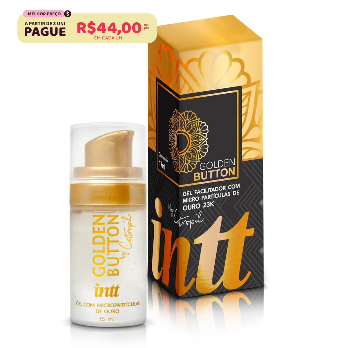 Golden Button Gel Facilitador Anal com Micropartículas de Ouro 23k by Castropil 17ml Intt