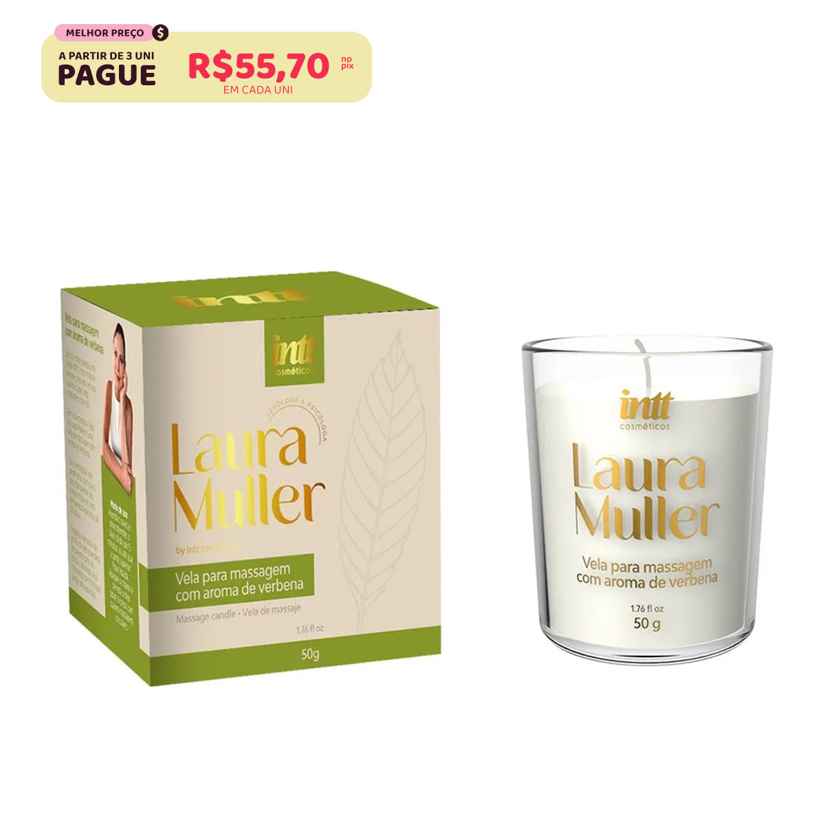 Vela de Massagem com Óleos Essenciais Linha Laura Muller 50g Intt