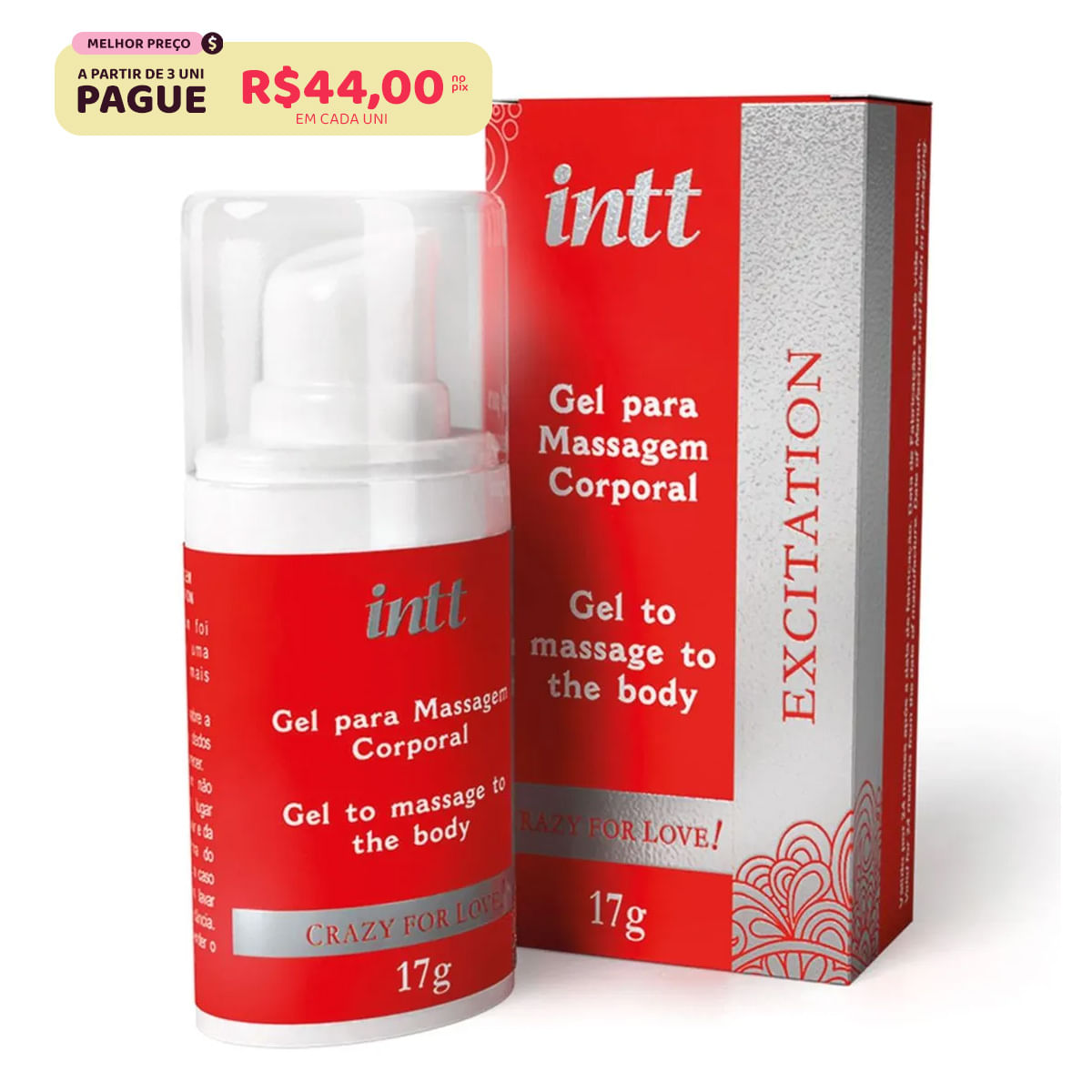 Gel para massagem corporal Excitation Crazy For Love 17g Intt
