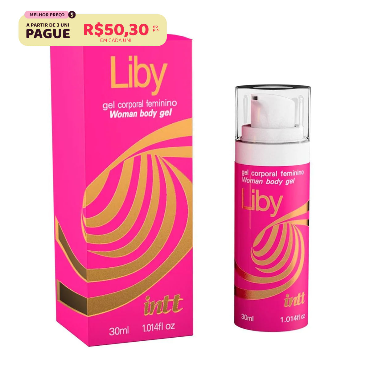 Liby Gel Corporal Excitante Feminino Sabor Maçã Verde 30ml Intt