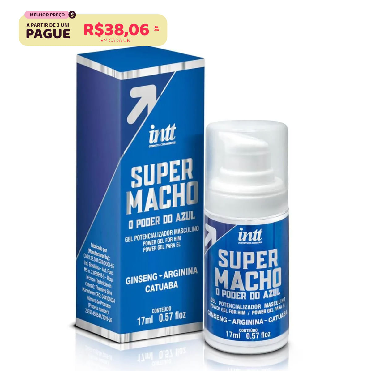 Super Macho O Poder do Azul Gel Potencializador Masculino 17 ml Intt