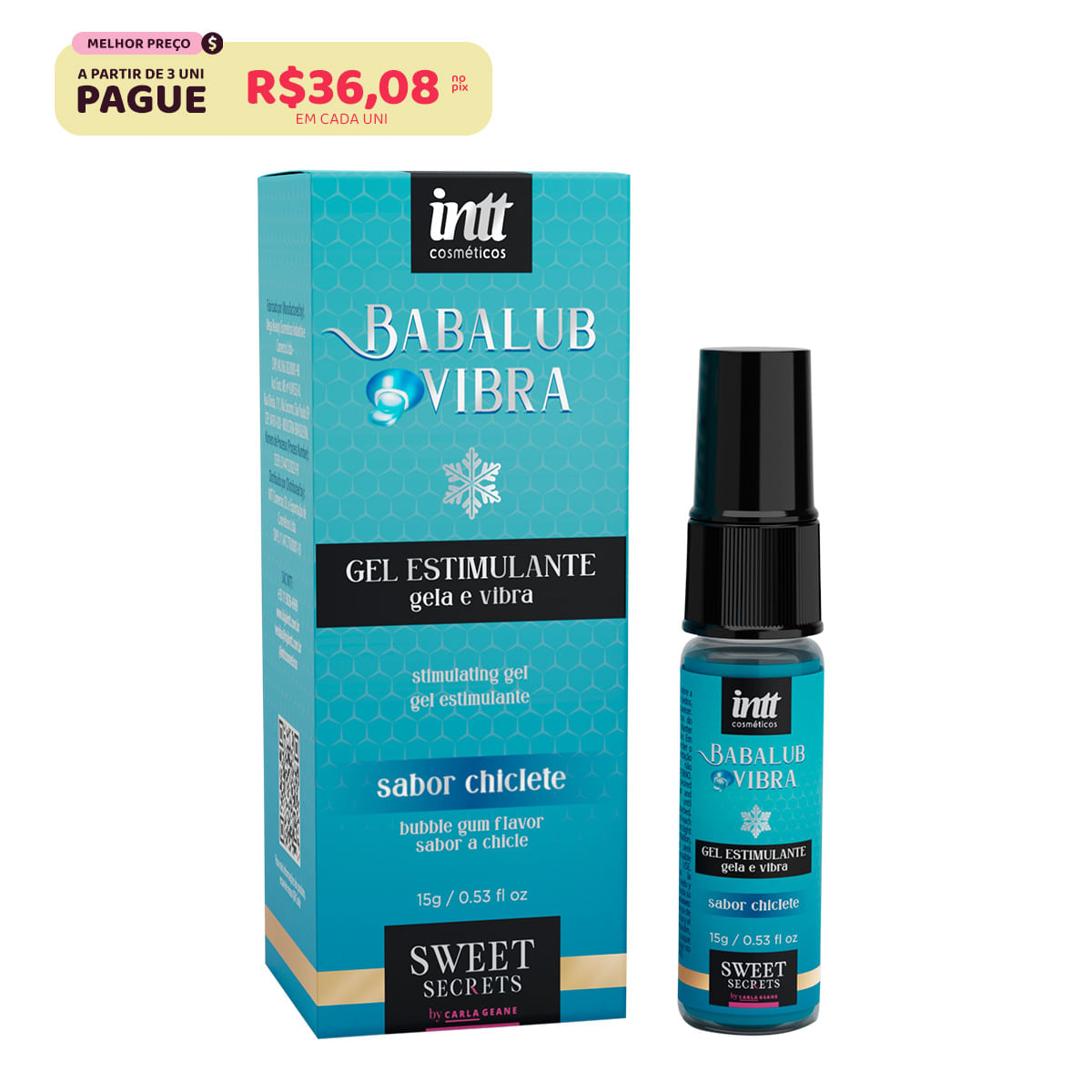 Babalub Vibra Excitante que Esfria e Vibra 15g Linha Sweet Secrets Intt