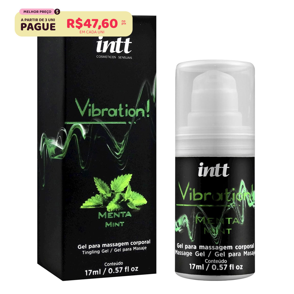 Vibration! Gel para Massagem Corporal  Sabor Menta17g INTT