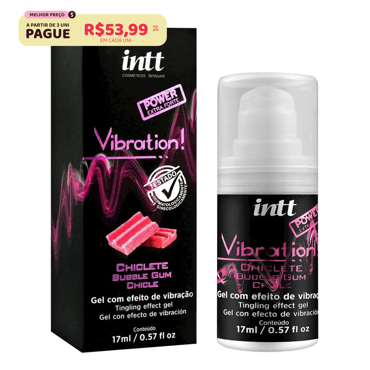 Vibration Gel Excitante que Vibra Sabor Chiclete 17ml Intt