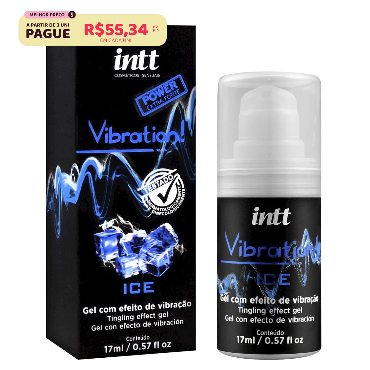 Vibration Gel Excitante que Vibra Power Extra Forte Sabor Ice 17ml Intt