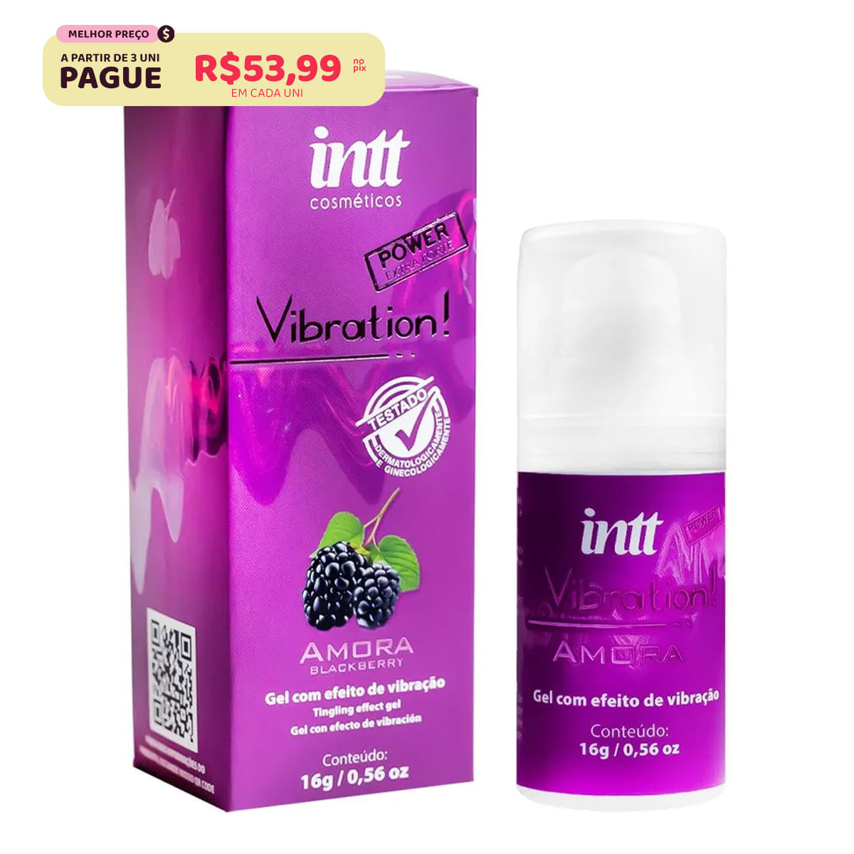 Vibration! Gel para Massagem Corporal Sabor Amora 17g Intt