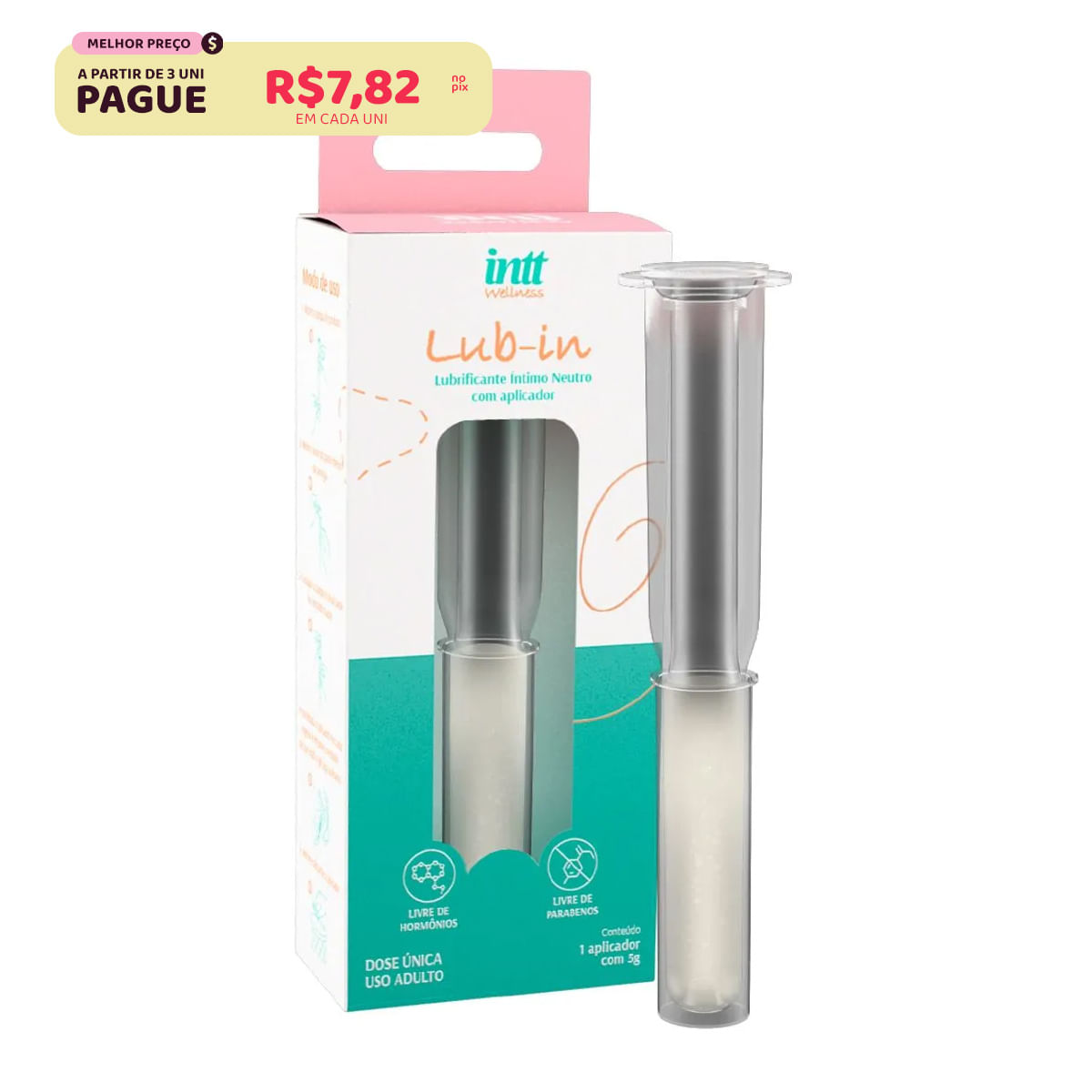 Lub-in Lubrificante Íntimo Neutro com Aplicador 5ml Intt Wellness