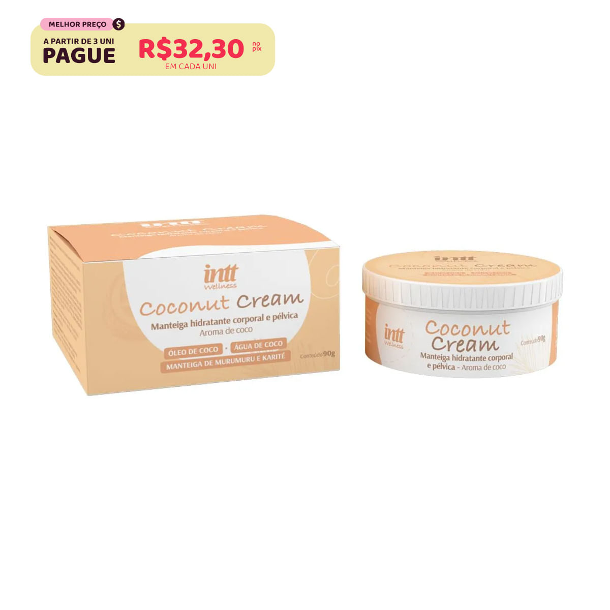 Coconut Cream Manteiga Hidratante Corporal 90g Intt Wellness