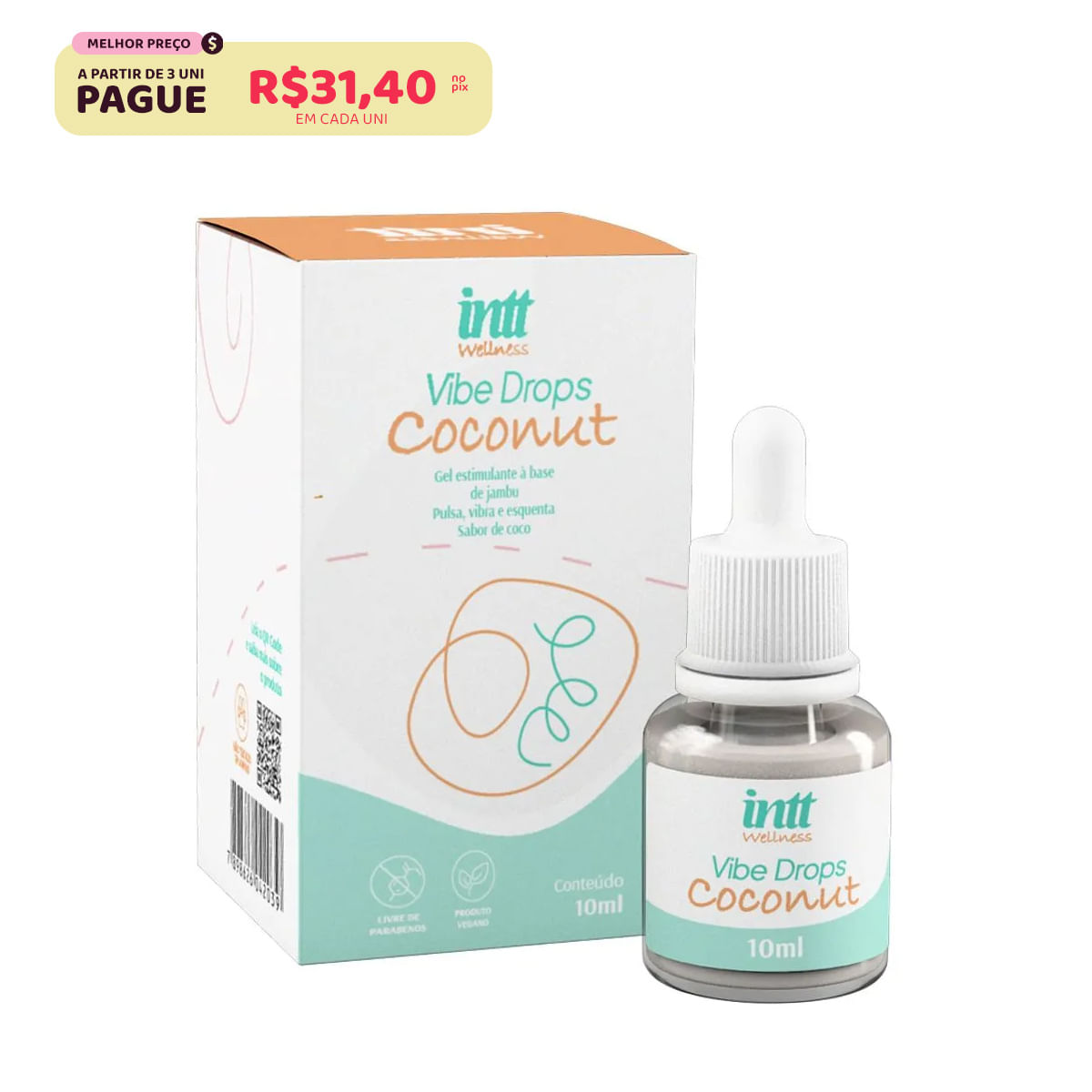 Vibe Drops Coconut Gel Estimulante à Base de Jambu Efeito Triplo 10g Intt Wellness