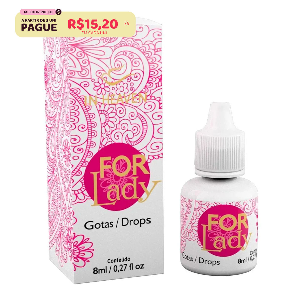 For Lady Excitante Feminino em Gotas Linha Erótica para Evangélicos 8ml Intt