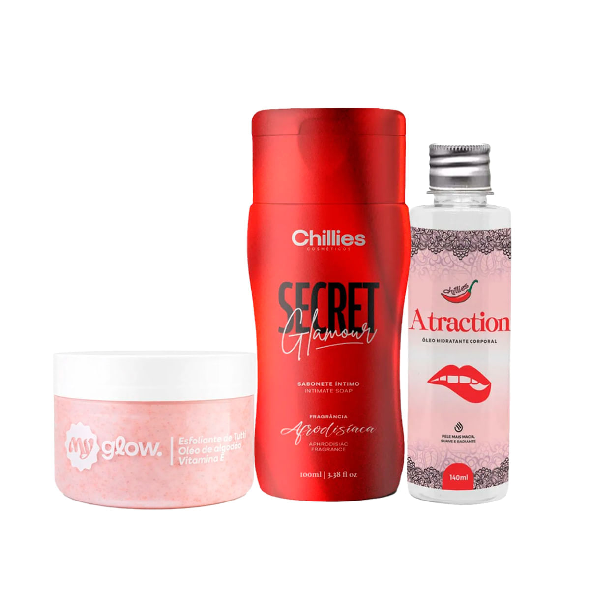 Kit com Secret Glamour Sabonete MyGlow e Atraction Óleo