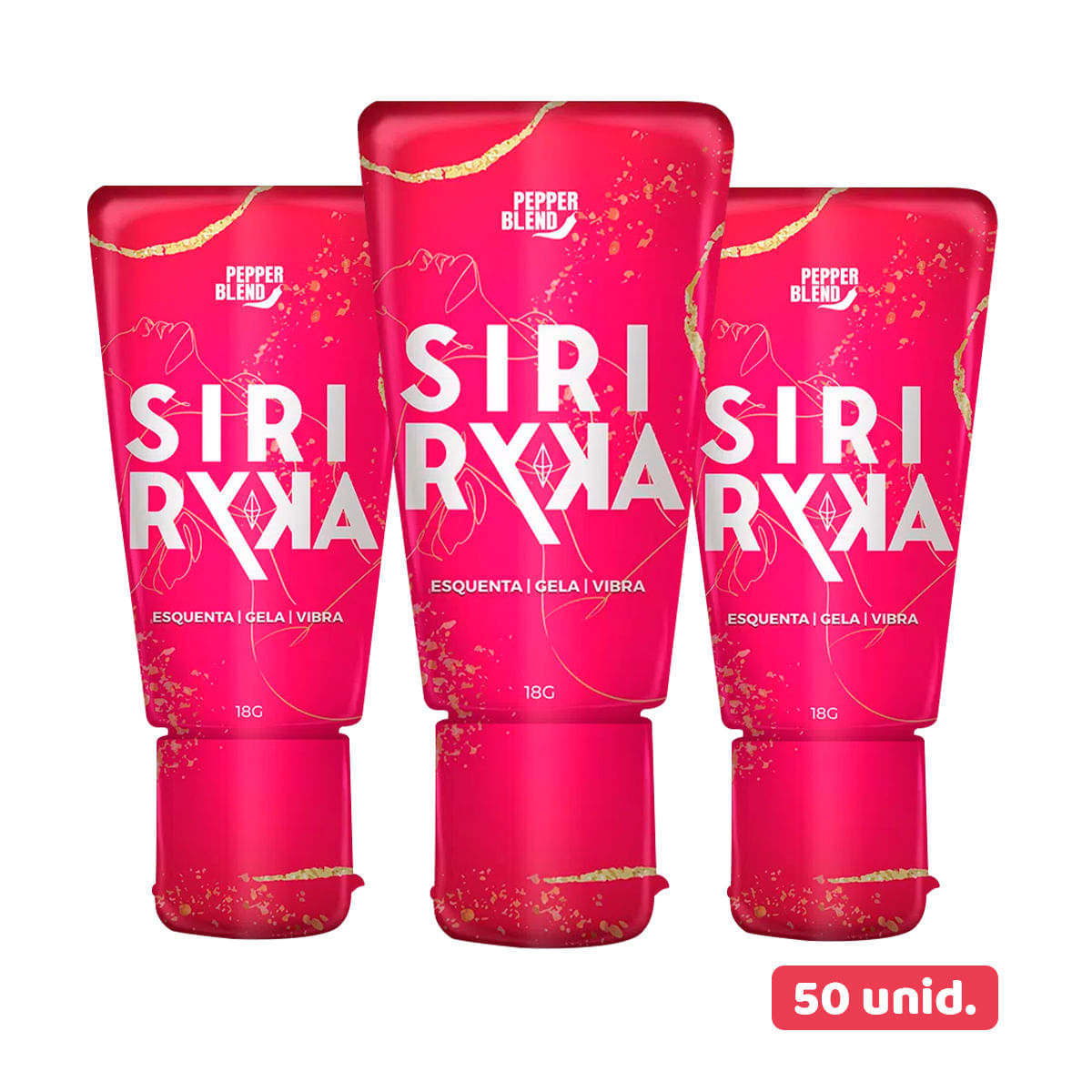 Kit com 50 Siri Ryka Gel Comestível Esquenta, Gela e Vibra