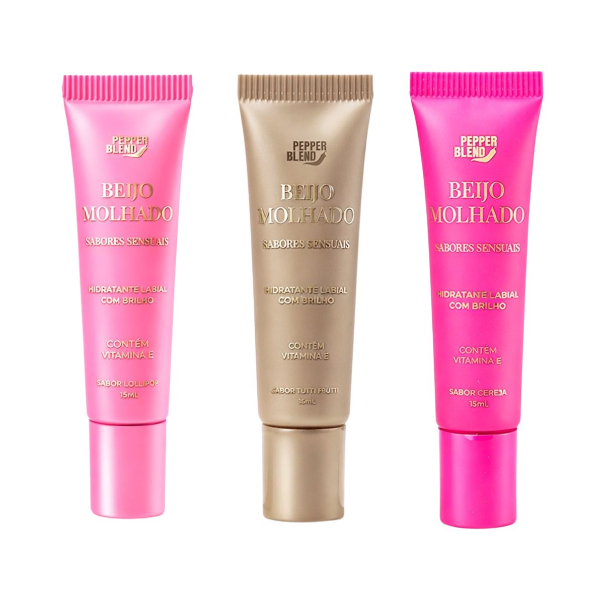 Beijo Molhado Hidratante Labial com Brilho e Vitamina E 15ml Pepper Blend