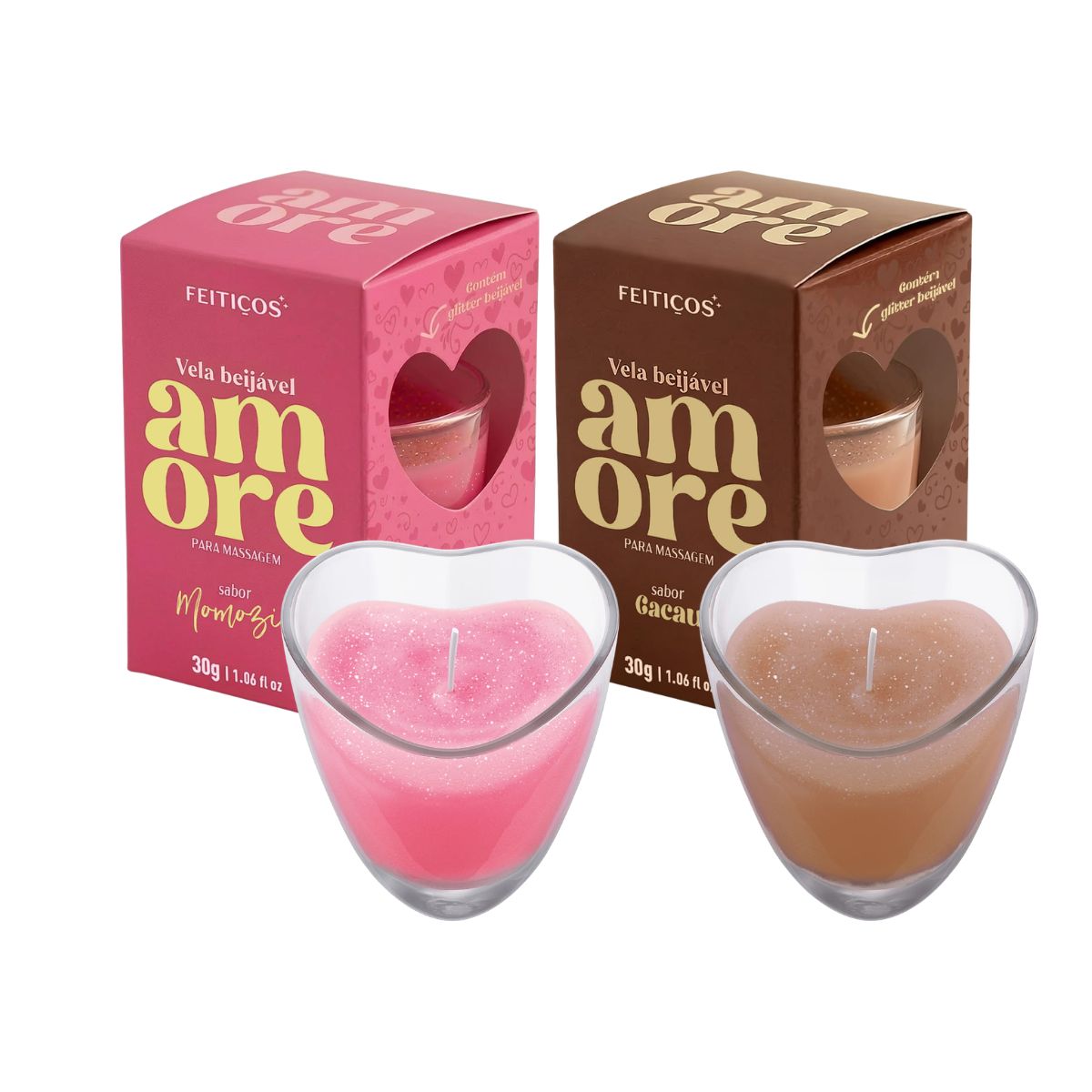 Amore Vela Beijável com Glitter 30g Feitiços Aromáticos