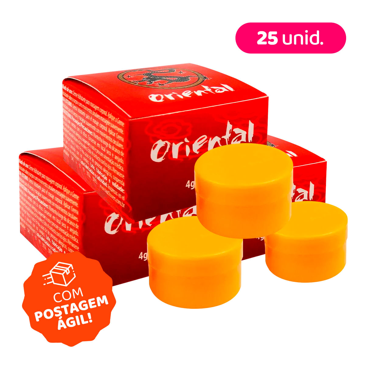 Kit com 25 Pomada Oriental Creme de Massagem