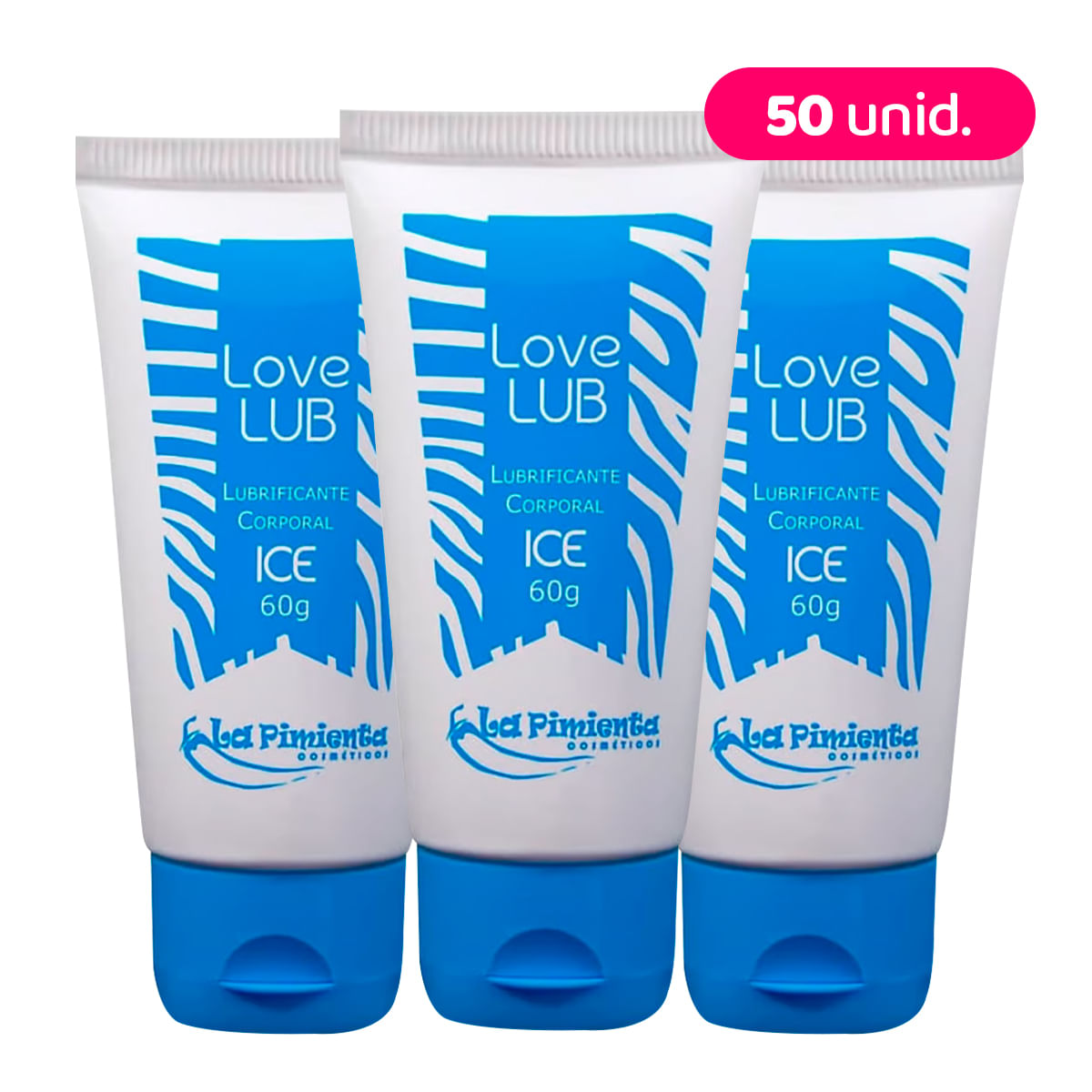 Kit com 50 Love Lub Ice Lubrificante Corporal