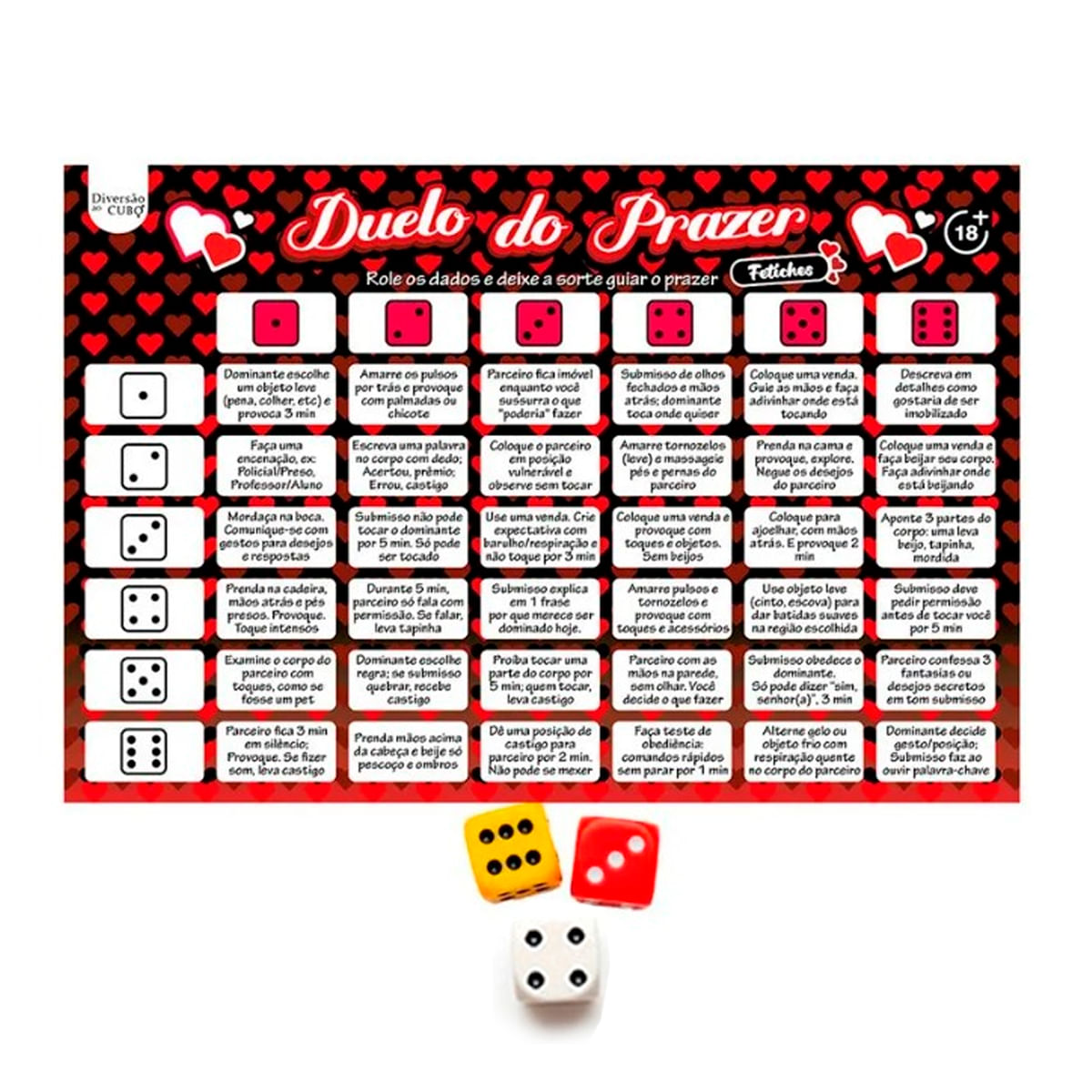 Duelo do Prazer Fetiches +18 Jogo de Tabuleiro com Desafios Eróticos Diversão ao Cubo Duelo do Prazer Fetiches +18 Jogo de Tabuleiro com Desafios Eróticos Diversão ao Cubo