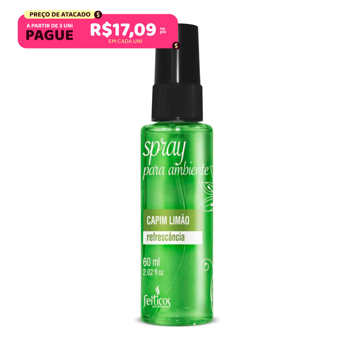 Spray para Ambiente Capim Limão Refrescância 60ml Feitiços