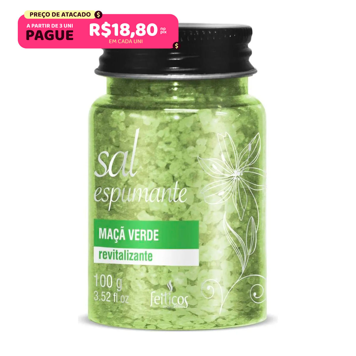 Sal Espumante Revitalizante Maça Verde 100g Feitiços