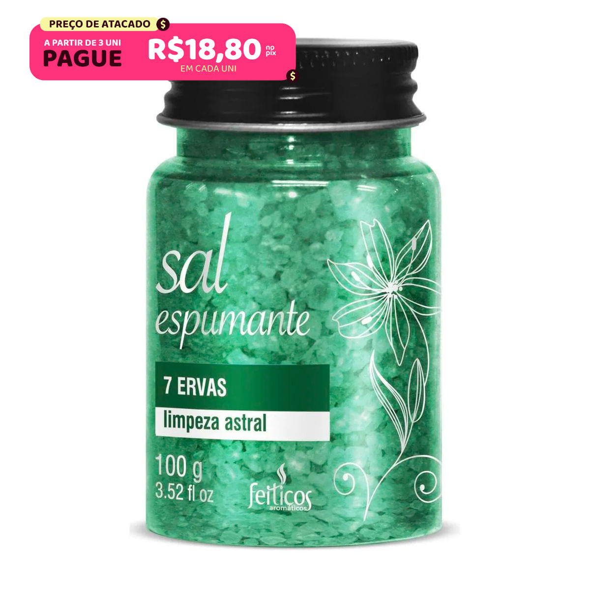 Sal Espumante Limpeza Astral 7 Ervas 100g Feitiços - Miess
